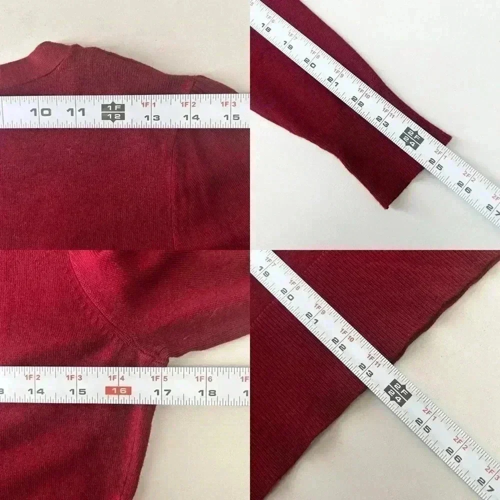 Ricki’s Burgundy Cardigan V Neck Button Front Fitted Size Small - Picture 13 of 16